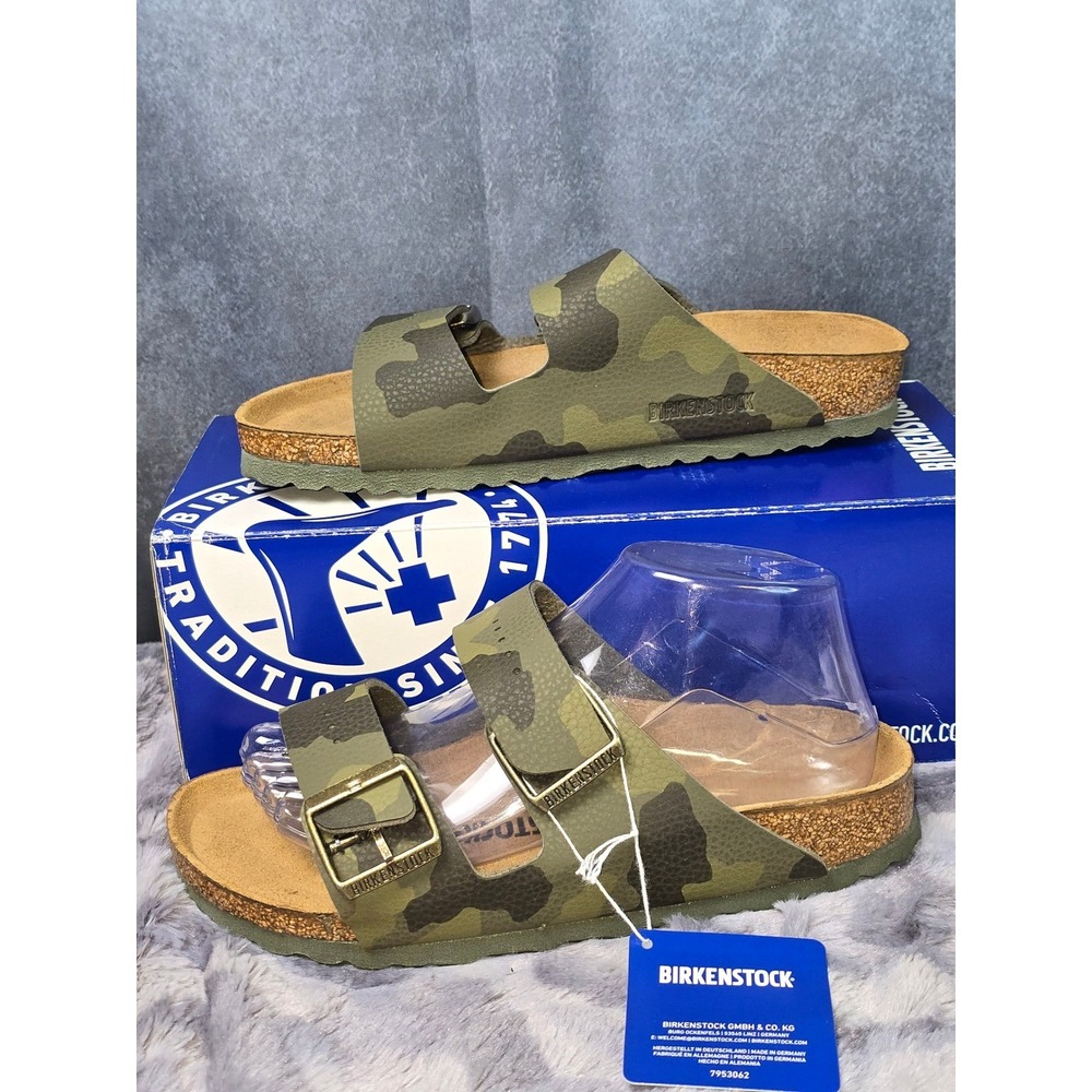 NWB Birkenstock Arizona Sandals Green Camo Desert Soil Birko-Flor EU 40 L 9